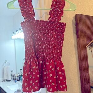 Red summer smocked top